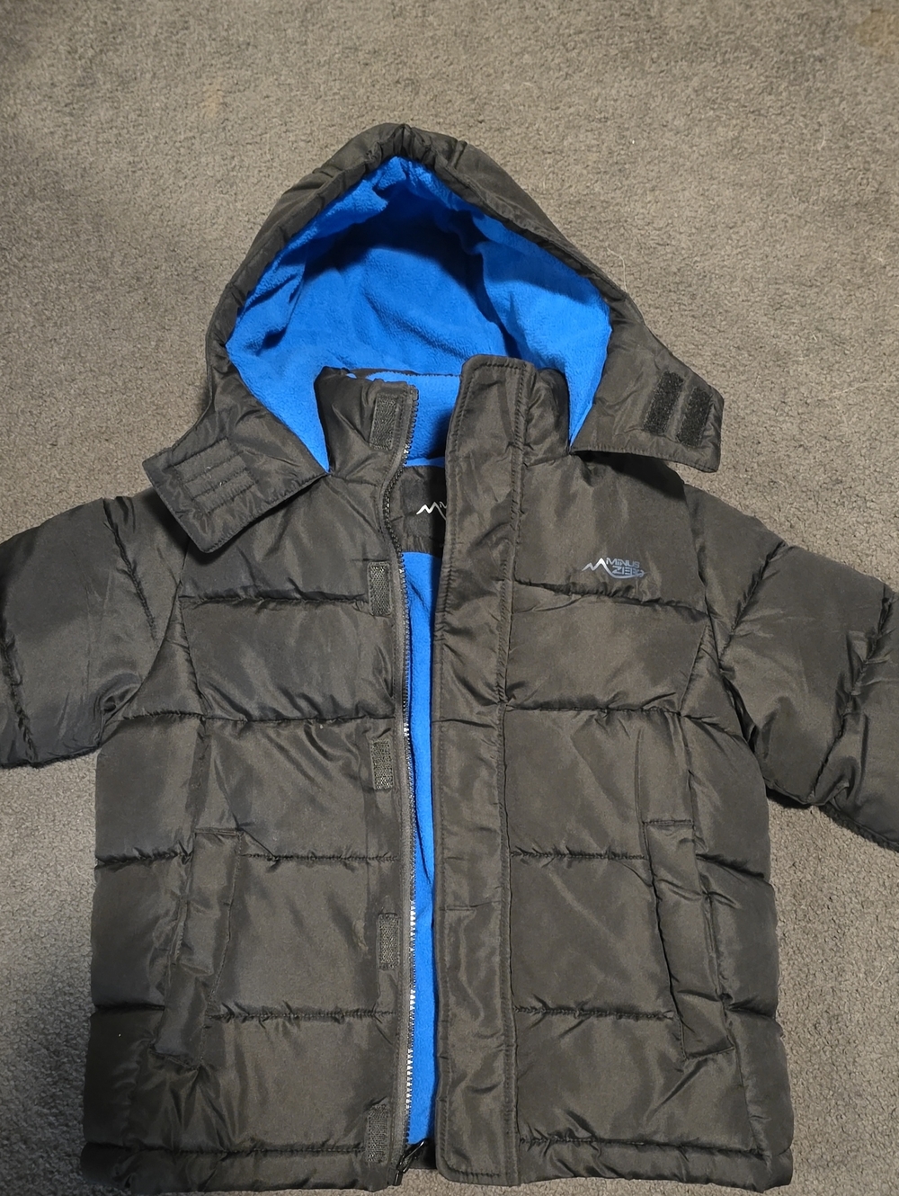 Kids Black Puffer Jacket with Blue Lining by Alpine Gear